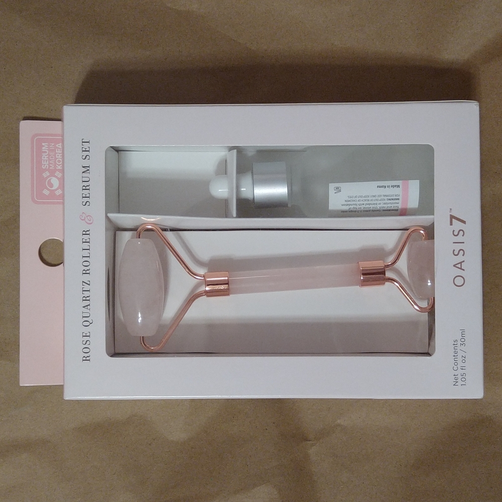 OASIS7 2IN1 Premium Facial Rose Quartz Roller